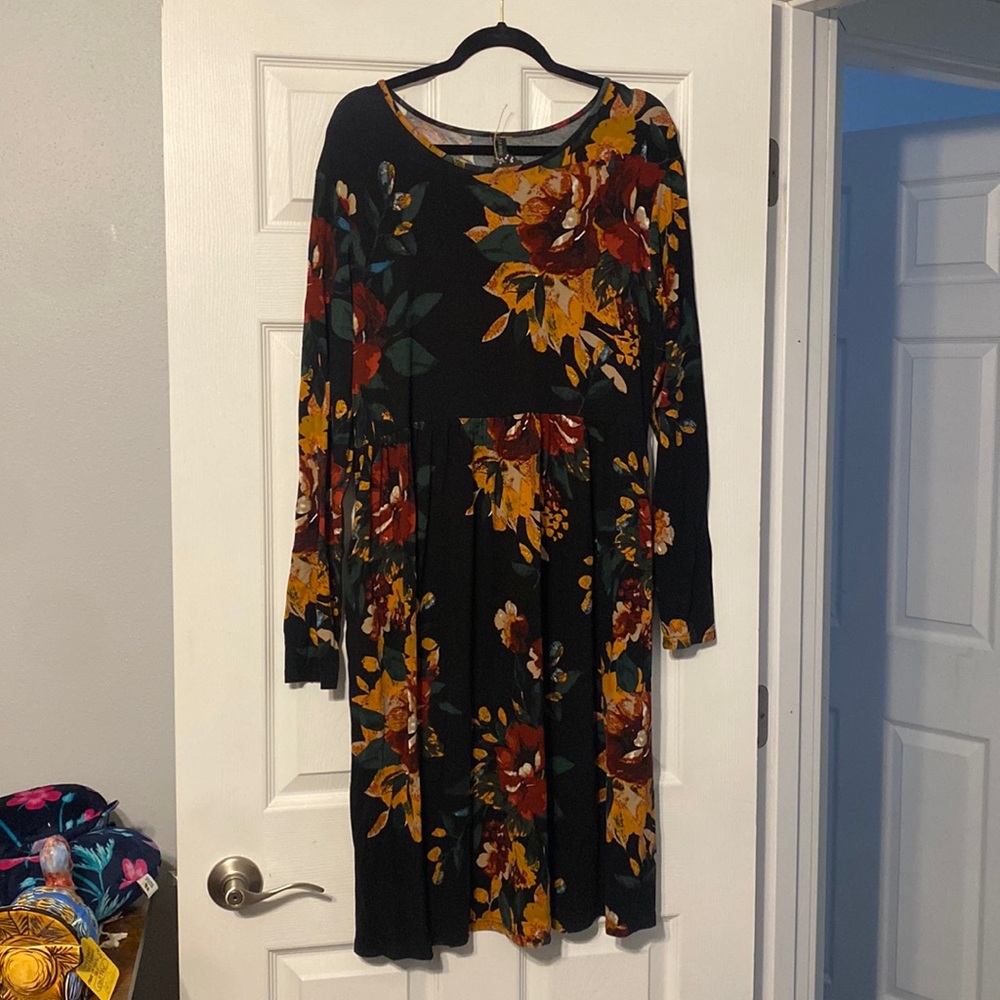 2X Floral Print Dress